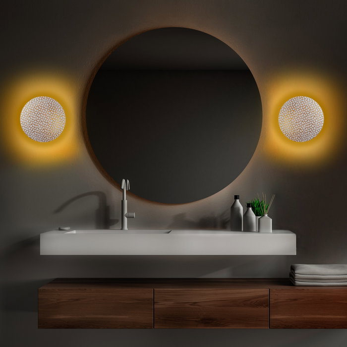 Opviq Lámpara de Pared Yosma-13646 Metal LED SMD 5W Blanco y Oro 21x21x15 cm Elegancia y Calidez